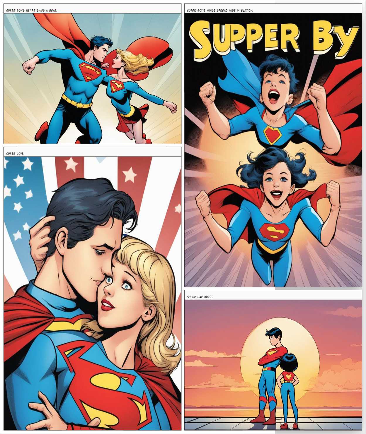ai comic factory super boy love super girl